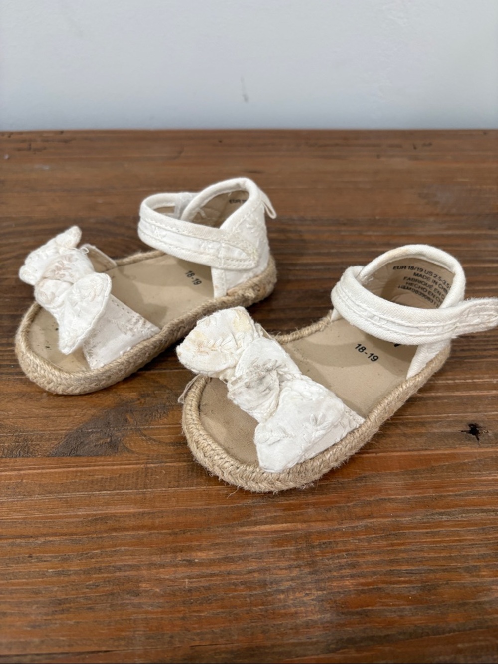 H&M Cream Bow Espadrille-Style Baby/Toddler Girl Sandals